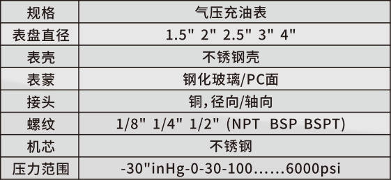 气压充油表